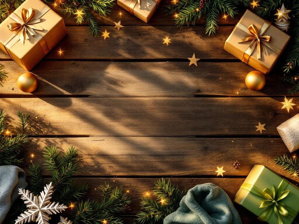 Drie gezonde kerstcadeauboxen op rustieke houten tafel met fitness-, wellness- en werkplakvitaliteitsthema's